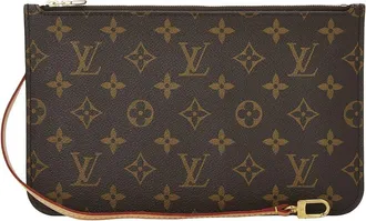Louis Vuitton Brown Monogram Coated Canvas Neverfull Pouch Mm (Authentic Pre- Loved)
