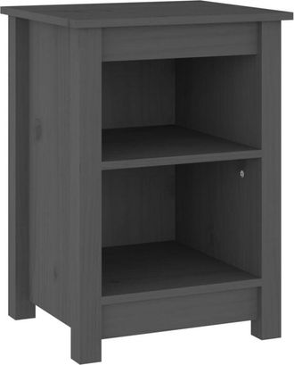 vidaXL Mesita de noche madera maciza de pino gris 40x35x55 cm Vidaxl