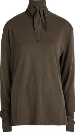 Christophe Lemaire Tie-embellished Cotton top - Dark Brown - S (UK8-10 / S)