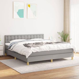 vidaXL Vidaxl - Cama Box Spring Con Colch&oacute;n Tela Gris Claro 160x200 Cm