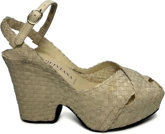 Toni Pons 95 mm geweven leren sandalen - Beige