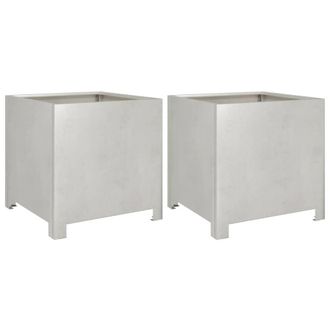 Berkfield Home Garden Planters 2 pcs 40x40x40 cm Stainless Steel in Silver | Size: 40 x 40 x 40 cm