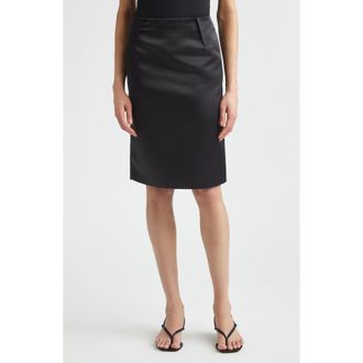 Toteme Duchesse Satin Pencil Skirt in Black at Nordstrom, Size 34