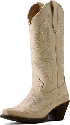 Ariat Womens Round Up Collins D Toe Western Boots in Buttercream, B Medium Width, Size 4.5, by Ariat