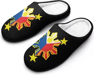 Generic Flag of Philippine Funny Mens Cotton Slippers Soft Non-Slip Rubber Sole House Slipper Indoor Outdoor