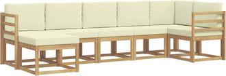 vidaXL Conjunto De Sof&aacute;s De Exterior 7 Uds. Blanco Y Crema Poli&eacute;ster Vidaxl