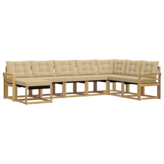 vidaXL Conjunto De Sof&aacute;s De Exterior Con Coj&iacute;n 8 Pcs Y Beige Vidaxl