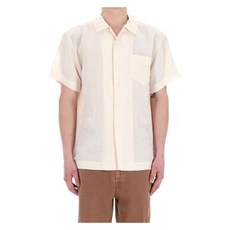 A.P.C. Beige Viscose-Linnen Bowling Shirt - Heren - Korte mouwen Overhemden - Beige - L - Linnen - Overhemden