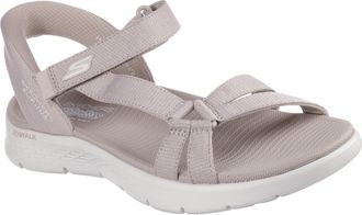 Skechers Womens Go Walk Flex Sandal Illuminate Sandals, Taupe Textile, 2 UK