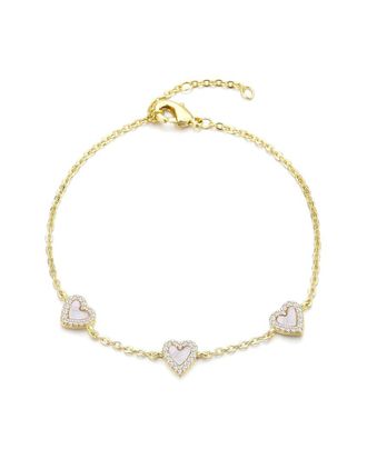 Adornia Adornia 14K Plated Mother-Of-Pearl Mini Halo Heart Bracelet