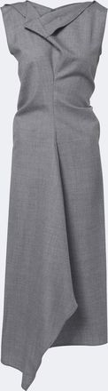 Victoria Beckham Vestido midi asim&eacute;trico de lana drapeado