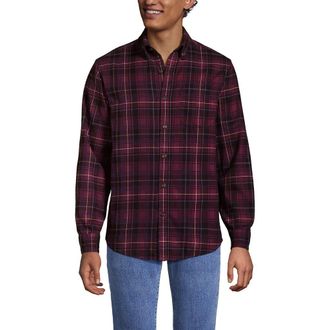 Lands End Flagship Flannel Shirt in Burgundy Spritz/navy Plaid at Nordstrom, Size Medium