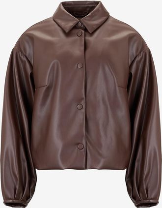 Twinset Kurze Hemdjacke aus veganem Kunstleder