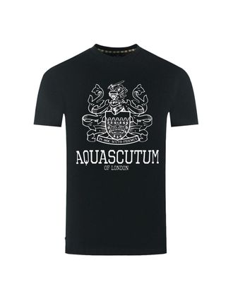 Aquascutum Mens Aquascutum Large Bold London Aldis Brand Logo Black T-Shirt - Size: 38