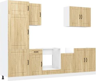 vidaXL Vidaxl - Mueble Cocina Kalmar Roble Sonoma 7 Pzas Madera Contrachapada