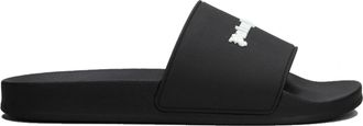Palm Angels Black Classic Logo Sliders Logo Sandals