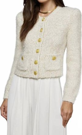 L'agence Una Knit Cardigan With Lurex In Ivory