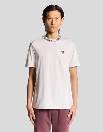 Lyle & Scott Lyle And Scott Mens Collar Logo Ribbed T-Shirt - White - Size: 38
