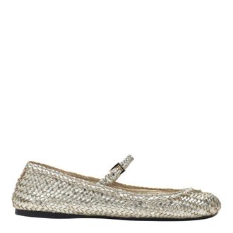 Prada Ballerinas, female, Gray, Size: 10 US Woven Leather Ballerinas