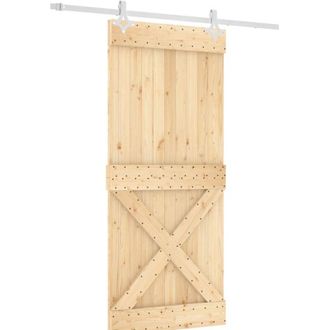 vidaXL Puerta Corredera Con Herrajes Madera Maciza De Pino 90x210 Cm Vidaxl