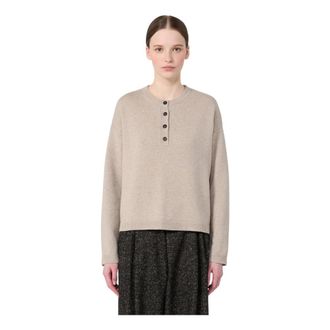 Max Mara Trui met ronde hals - Dames - Ronde hals truien - Beige - S - Wol - Truien & Vesten