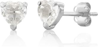 MAX + STONE 925 Sterling Silver 5mm Round Heart Gemstone Hoop Earrings