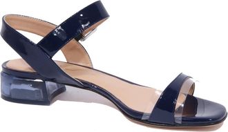Unisa Patent/Plexi Sandaal met Lage Hak - Dames - Sandalen met hakken - Blauw - 37 EU - Leer - Schoenen
