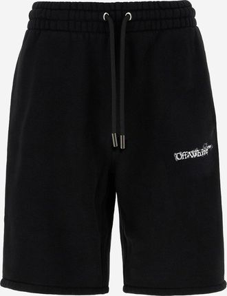Off-white Baumwollshorts mit heraldischem Pfeil in gebrochenem Wei&szlig;