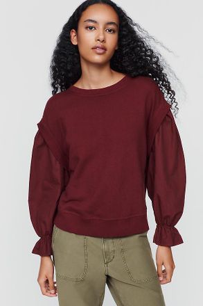 Wilt 100% Cotton Woven & Knit Puff Sleeved Sweatshirt