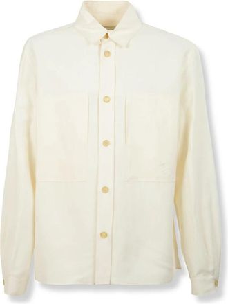 Laneus Twee-Zakken Overshirt - Heren - Casual Overhemden - Wit - M - Linnen - Overhemden