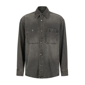 Wooyoungmi Wooyoungmi - Back Logo Denim Shirt - Heren - Overhemden - Grijs - Maat: S Denim