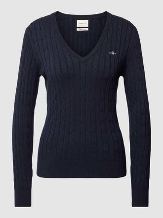 GANT Strickpullover mit Label-Detail in Marine, Gr&ouml;&szlig;e L