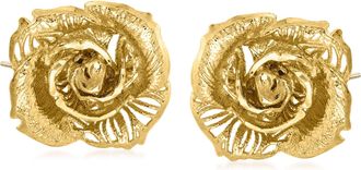Ross-Simons Italian 14kt Yellow Gold Rose Earrings