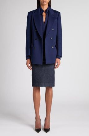 Tom Ford Double Breasted Wool & Cashmere Blazer in Hb600 Royal Blue at Nordstrom, Size 4 Us