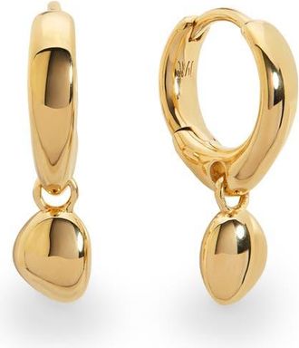 Monica Vinader Nura Stone Huggie Hoop Earrings in 18Ct Gold Vermeil at Nordstrom