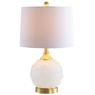 Jonathan Y Designs Ilsa Dotted Glass/Metal LED Table Lamp in White/brass Gold at Nordstrom
