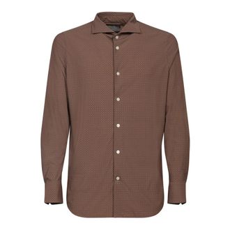 Dell'Oglio Katoenen T-shirt - Heren - Casual Overhemden - Bruin - XL - Katoen - Overhemden