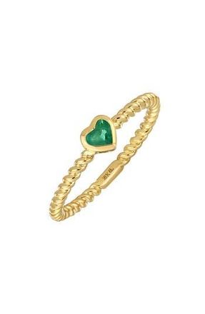Bony Levy El Mar Emerald Heart Ring in 18K Yellow Gold at Nordstrom Rack, Size 5.5
