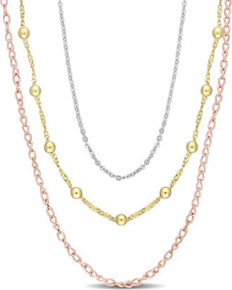 Mimi & Max Chain Necklace in 3-Tone 18k Gold Plated Sterling Silver, 19 in