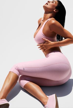 Alo Alosoft High-Waist Intuition Capri Pants in Pink Marshmallow Heather, Size: Medium