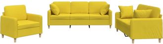 vidaXL Juego De Sof&aacute;s Con Cojines 3 Piezas Tela Amarillo Claro Vidaxl