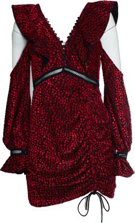 Self Portrait Self portrait, V neck frill mini dress in red