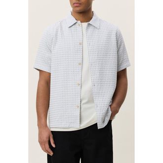 Les Deux Check Cotton Seersucker Button-Up Shirt in Light Ivory at Nordstrom, Size Medium
