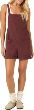 O'Neill Summerlin 2 Cotton & Linen Shortalls in Chocolate at Nordstrom, Size Xx-Large