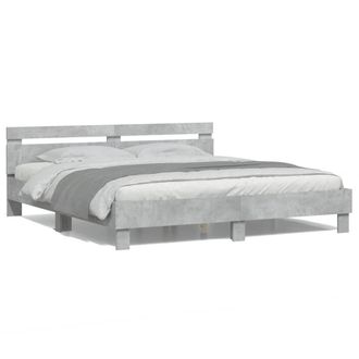 Berkfield Home Bed Frame with LED without Mattress Concrete Grey 200x200 cm