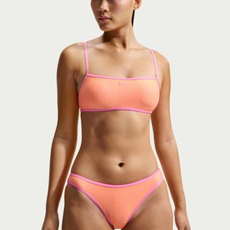 Nike Womens Swim Ripple Texture Bralette Bikini Top in Pink | NESSG225-663