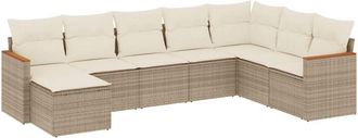 vidaXL Vidaxl - Juego De Sof&aacute;s De Jard&iacute;n Con Cojines Beige 8 Pzas Rat&aacute;n Pe