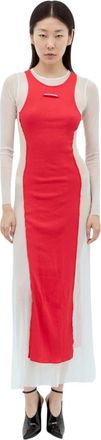 Jean Paul Gaultier Maxi Jurk met Paneelconstructie - Dames - Maxi kleedjes - Rood - S - Katoen - Kleedjes