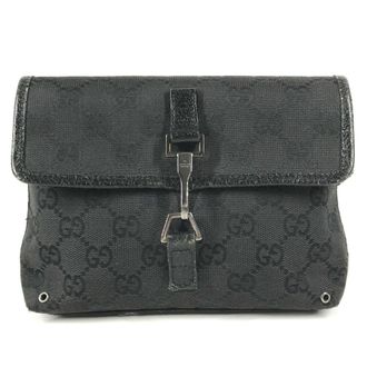 Gucci Black Gg Canvas Leather Fanny Pack (Pre-Owned)