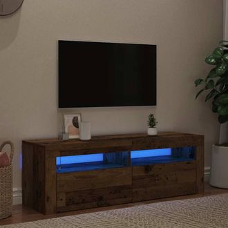 Berkfield Home TV Cabinet with LED Lights Old Wood 120x35x40 cm Engineered Wood in Brown | Size: 120 x 35 x 40 cm